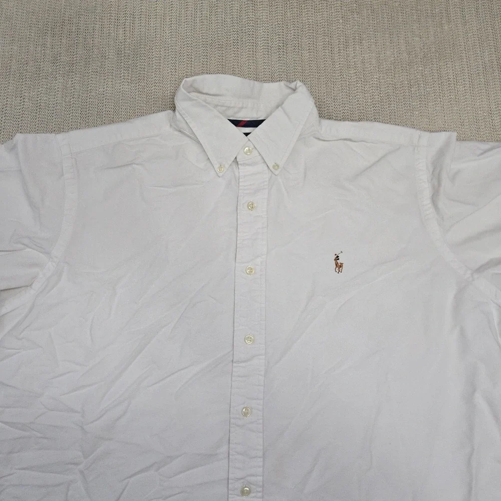 Polo Ralph Lauren Shirt Mens XL White Flesh Pony Button Up Down Long Sleeve